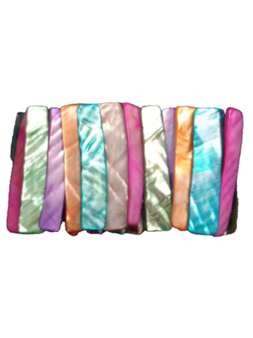 Abalone Shell Rainbow Stretch Bracelet 1.5" Wide Shards